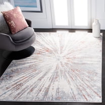 SAFAVIEH Amelia Caelie Abstract Area Rug, Gray/Rust, 6'7" x 6'7" Square