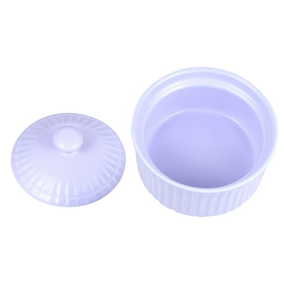 WHAMVOX Ceramic Baking Bowl Heat Resistance Bowl Pudding Jelly Cup Dessert Small Bowl for Home Kitchen with Lid (Purple)