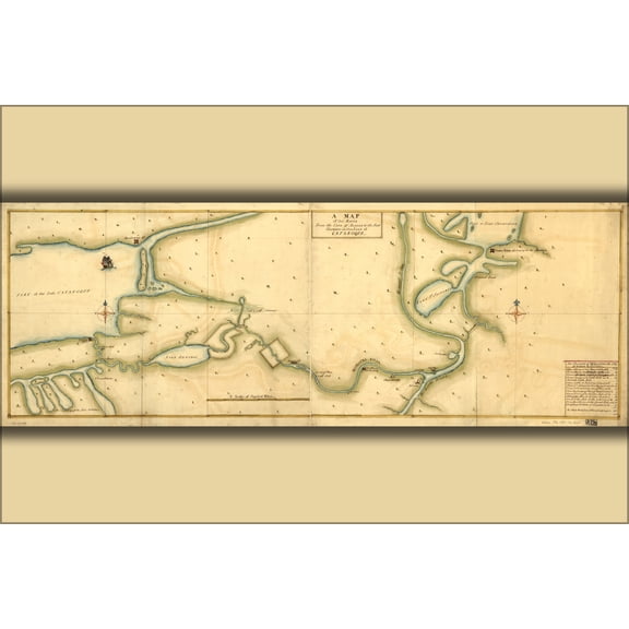 24"x36" Gallery Poster, Map of Albany new york to Fort Osswego 1750