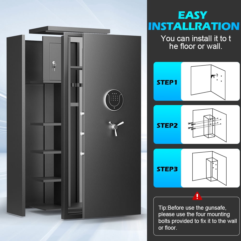 Kavey 16-22  Digital Gun Safe, Large Unassembled Rifle Safe with Adjustable Shelf & Gun Rack, Heavty-Duty Gun Cabinet for Home and Shotgun