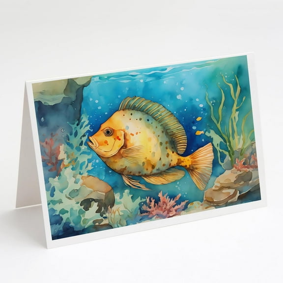 Flounder Greeting Cards Pack of 8 7 in x 5 in