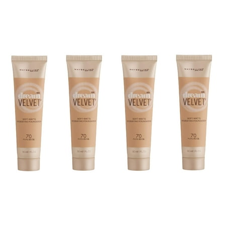 - Maybelline Dream Velvet Soft Matte Hydrating Foundation, Pure Beige #70 (Pack of 4) + Makeup Blender Stick, 12 Pcs