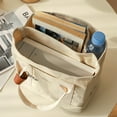 thumbnail image 3 of Muka Small Canvas Tote Bag with Lobster Clasp, Multi-Pocket Cotton Tote Bag-Black, 3 of 8