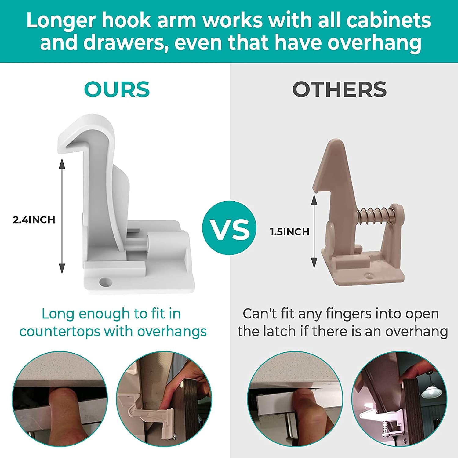 Child Proof Cabinet Locks (10 Pack) - Baby Proofing Locks, Child Safety Cabinet Latches for Babies