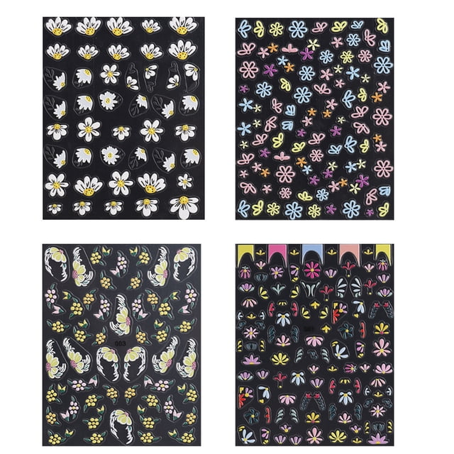 hojas de pegatinas para decoración de uñas con flores, decoración de uñas autoadhesiva para mujeres DIY, múltiples estilos, 10*8cm