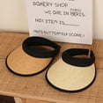 thumbnail image 6 of Xmarks Straw Sun Visors Hats for Kids Boys and Girls Wide Brim Roll Up Ponytail Open Top Cap, 6 of 11