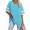 Sky blue, variant on Langwyqu Stripe Sleeve Women Loose V-Neck Half Sleeve Leisure Cozy Cotton Tunic Tops