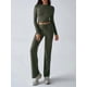 thumbnail image 4 of Conjuntos de 2 Piezas para Mujer, Larga, Cuello Redondo, Pantalones Acampanados de Cintura Alta, Conjuntos de Chándal, Ropa de Calle. Verde L, 4 of 9