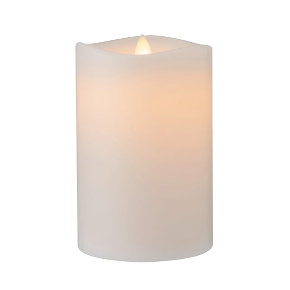 Home Accents 4X6 inch Real Wax Wavy Top Dancing Flameless Candles, Exquisite White Battery Candles 4X6