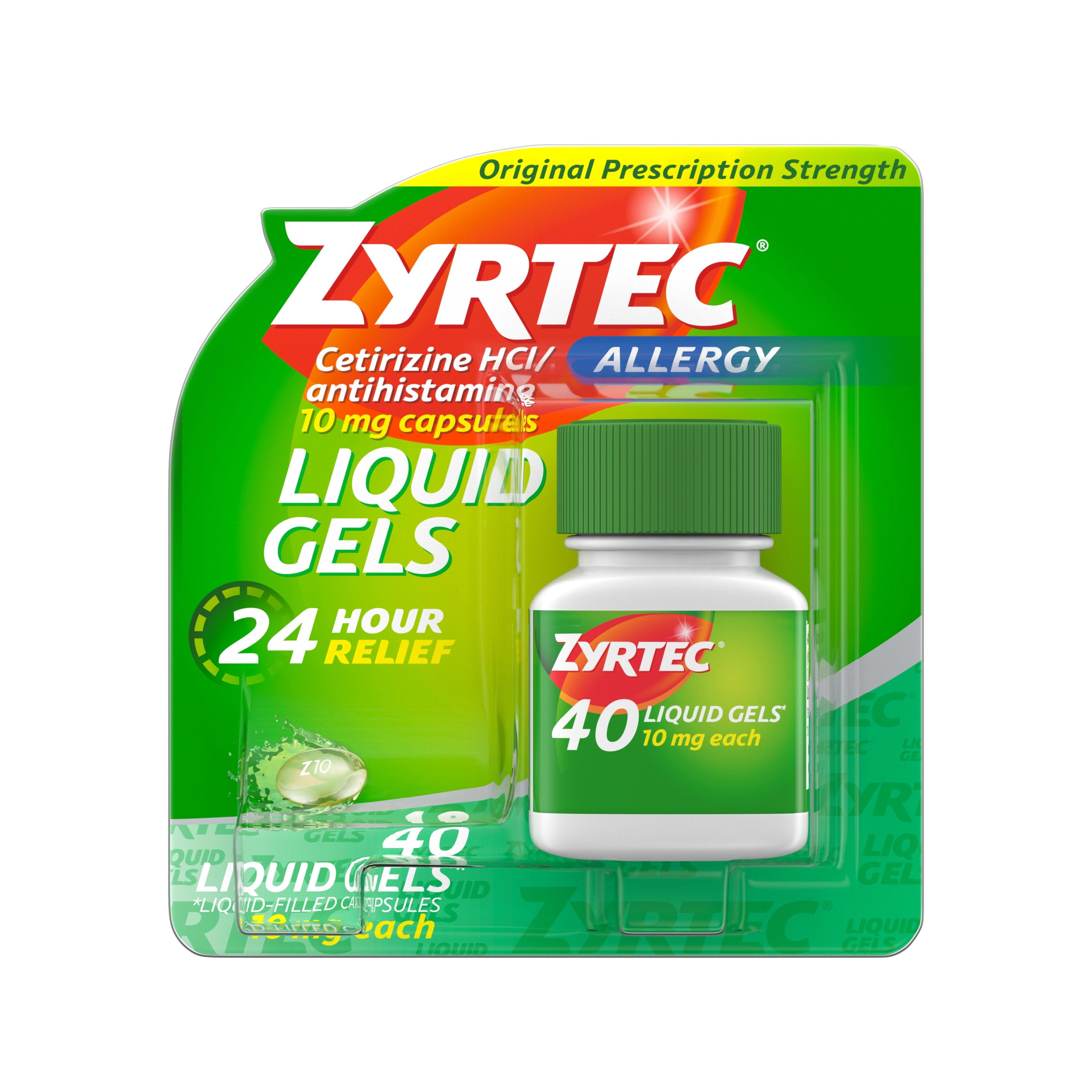 Zyrtec 24 Hour Allergy Relief Antihistamine Liquid Gels, 40 ct