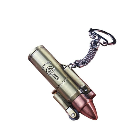 Inflatable Geometric Shapes Mini Bullet Lighters,Windproof Inflatable Lighter Bullet Shape Metal Gasoline Cigar Lighters ()