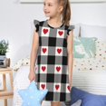 thumbnail image 4 of Balery Heart Black Buffalo Plaid Gingham Camisón de princesa para niñas, pijama de algodón con mangas abullonadas, suave y bonito.-XX-Large, 4 of 6