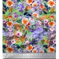 thumbnail image 1 of Soimoi Rayon Fabric Flower & Leaves Watercolor Print Sewing Fabric Yard 56 Inch Wide, 1 of 1