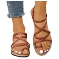 thumbnail image 4 of hoksml Women's Braided Gladiator Flat Sandals Crisscross Straps Open Toe Bohemian Summer Beach Shoes, 4 of 9