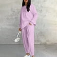thumbnail image 2 of UAMVSH Plus Size Lounge Sets for Women Side Split Oversized Sweatshirt and Sweatpants Set Dressy Casual Crewneck Sweatsuit with Pockets, 2 of 7