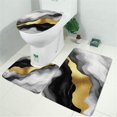 thumbnail image 2 of Black and Gold Marble Glitter Streaks Pattern Bathroom Rugs Sets 3 Piece,Toilet Cover Set,Absorbent Non Slip Bathroom Mats Sets with U-Shaped Contour Rug Toilet Rug Set, 2 of 5