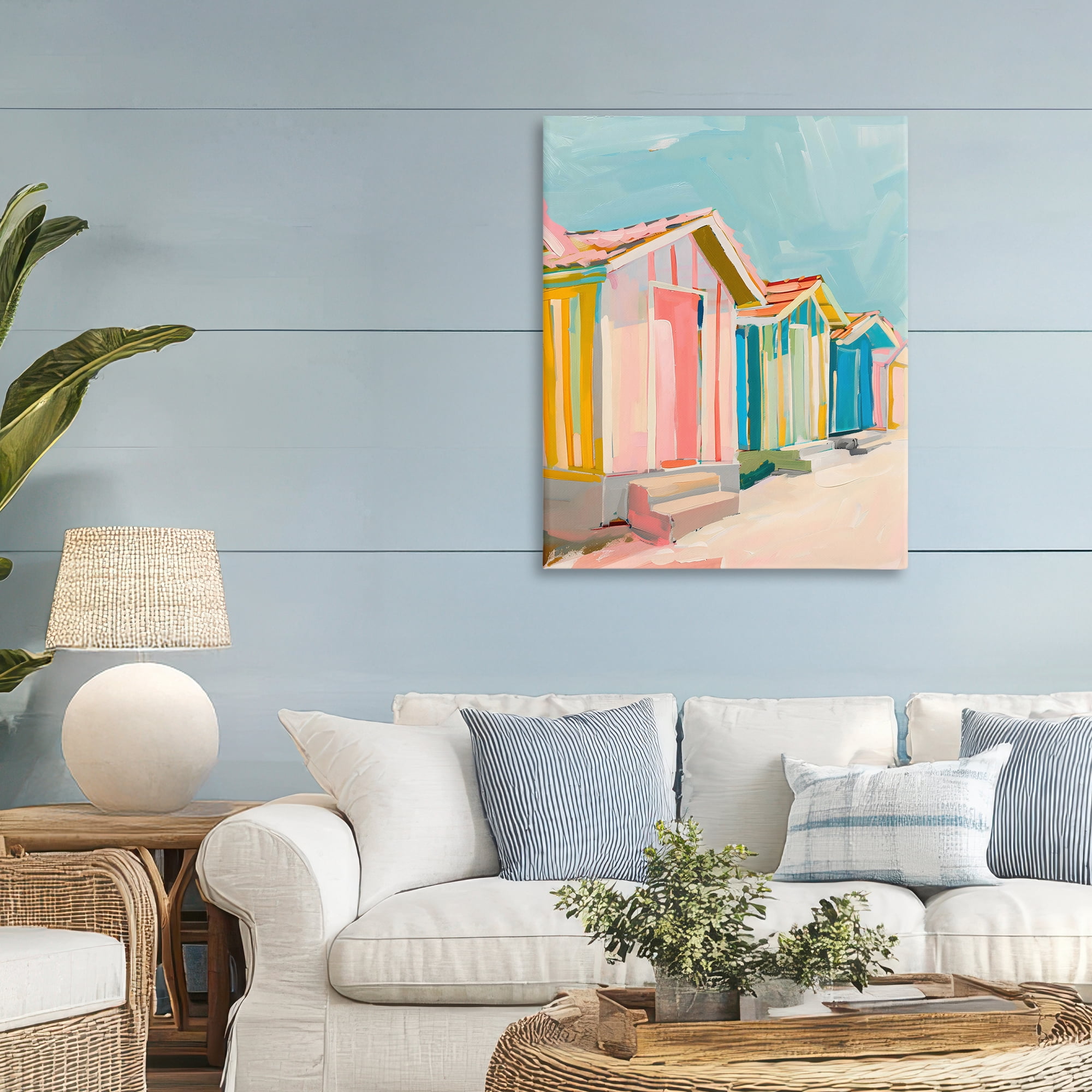 Stupell Industries Striped Beach Bungalows Canvas Wall Art, design by The Prints Vibe