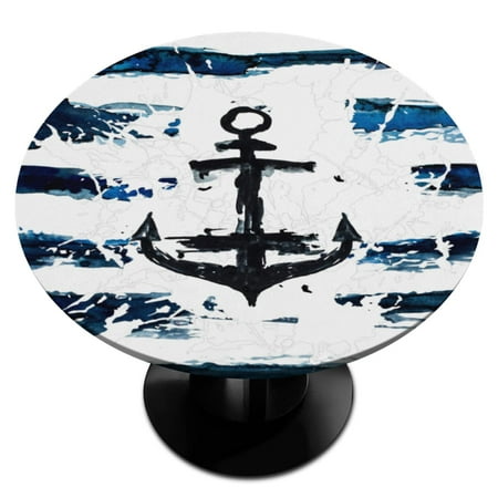 

Ship Anchor Fitted Tablecloth Round Elastic Edge Table Covers Outdoor and Indoor Picnic Kitchen Patio Party Dining Decor 40 -44