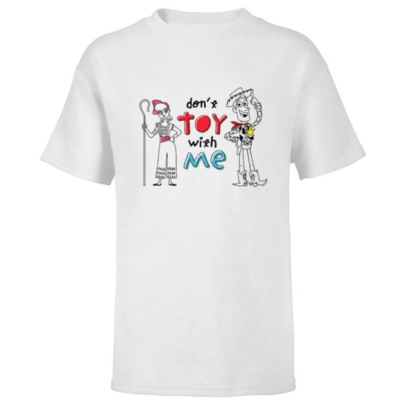 Disney PIXAR Toy Story 4 Woody & Bo Peep Don’t Toy with Me - Short Sleeve T-Shirt for Kids - Customized-White