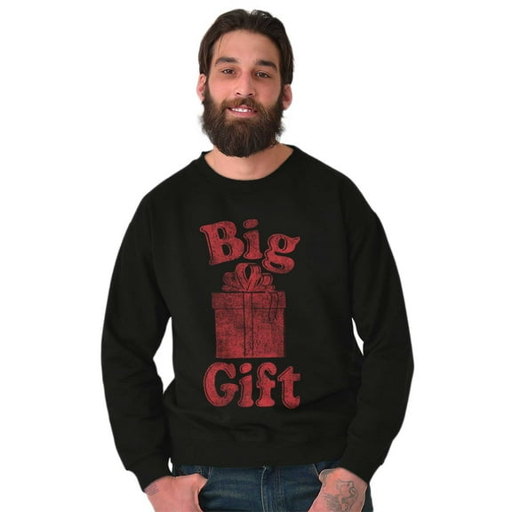 Funny Big Wrapped Christmas Present Unisex Plus Fleece Graphic Sweatshirt Brisco Brands 2X