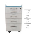 thumbnail image 3 of 4 Drawers Dental Storage Cabinet Utility Cart Office File Storage Cart Lockable Moving Side Cabinet, 3 of 11
