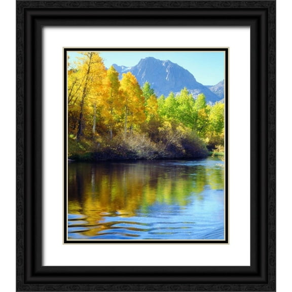 Talbot Frank, Christopher 26x30 Black Ornate Wood Framed with Double Matting Museum Art Print Titled - CA, Sierra Nevada, Autumn reflects in Rush Creek