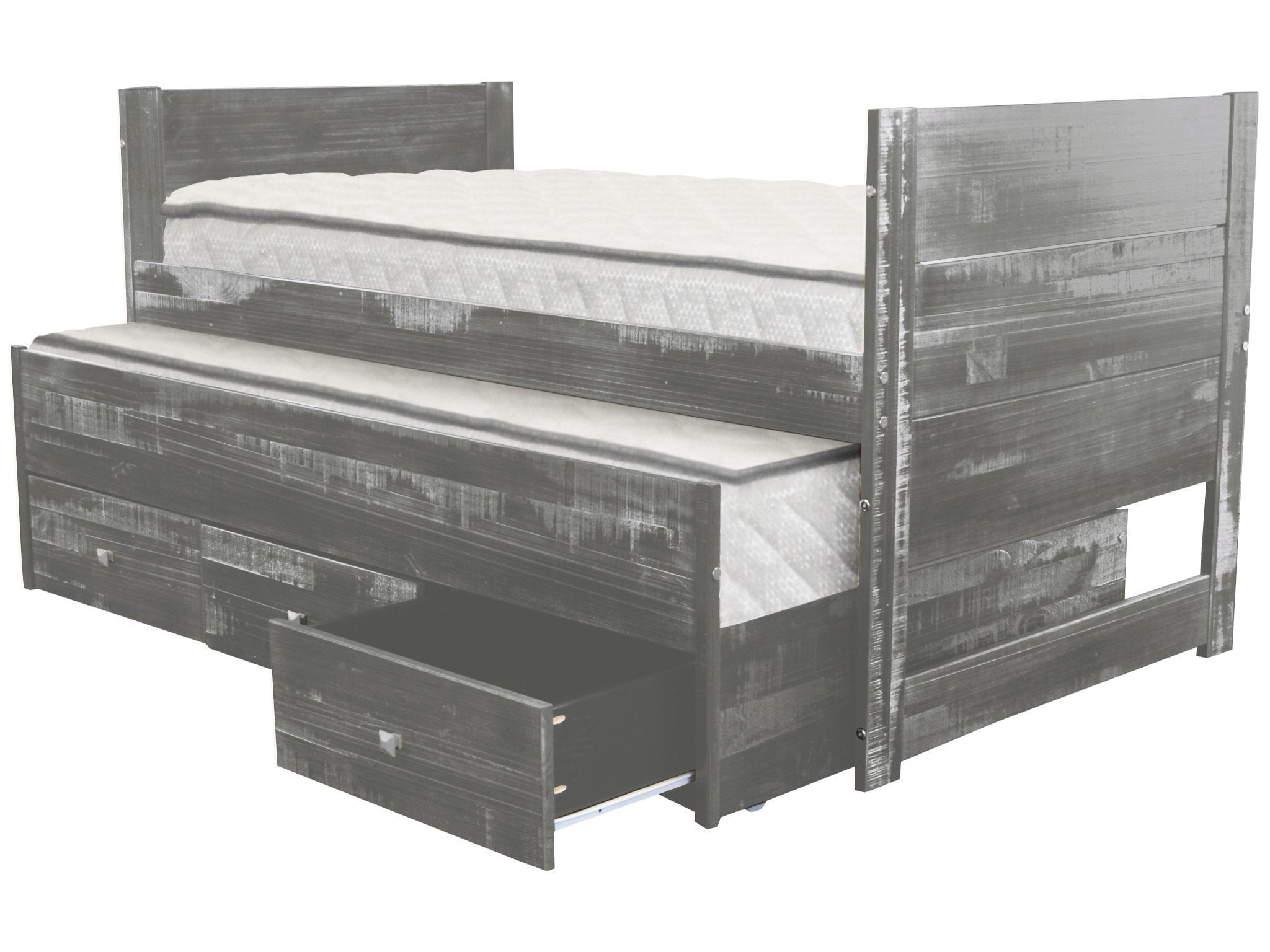 Bedz King All in One Twin Captains Bed with Twin Trundle and 3