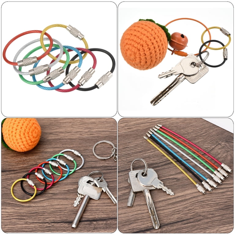 Get Organized With These Bright Red Vinyl Coated Steel Wire Key Rings! Durable 2mm Thick, 6 Inch Loop - Pack Of 5
