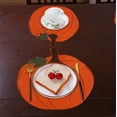 thumbnail image 5 of Nrmvnmi Halloween Placemats , Embroidered Orange Thanksgiving Round Placemats, Halloween Fall Autumn Decorations for Kitchen & Dining Coffee Table, Farmhouse Pumpkin Table Mats, 5 of 6