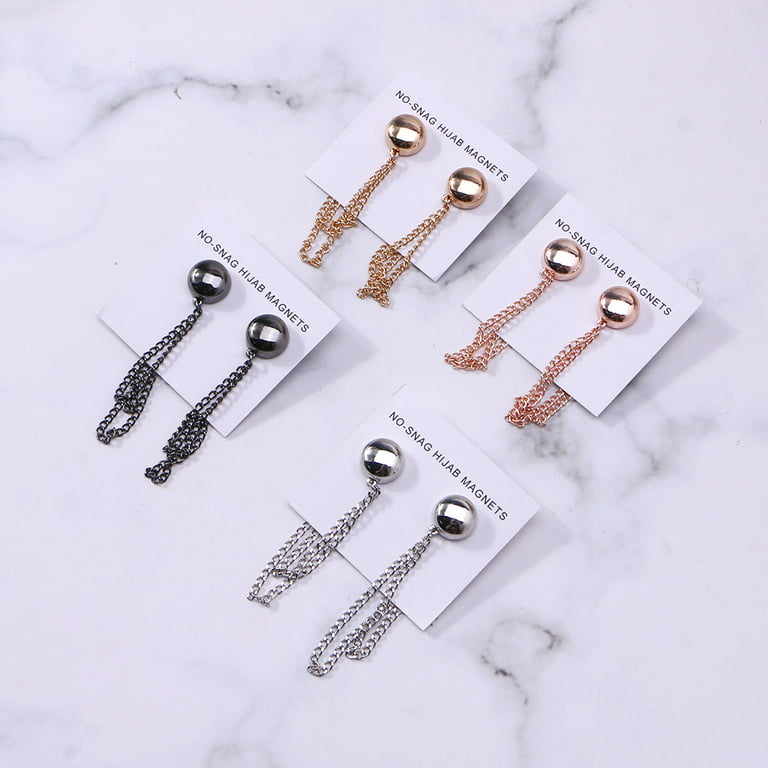 4Pcs/set Strong Metal Plating Magnetic Hijab Clip Safe Hijab Brooch Luxury  Accessory No Hole Pins Brooch Magnet for Muslim Scarf