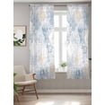 thumbnail image 2 of Blue Beige Floral Curtains 72 Inch Length, Sheer Curtains for Bedroom Living Room Window Vintage Smear Abstract Art Rod Pocket Voile Drapes Kitchen Curtains Small Half Window 52"x72" 2 Panels, 2 of 6