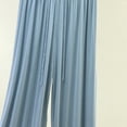 thumbnail image 5 of Oiangi Womens Plus Size Flowy Palazzo Pants High Waist Stretch Drawstring Trousers Soft Solid Color Wide Leg Pant Light Blue 5XL, 5 of 5