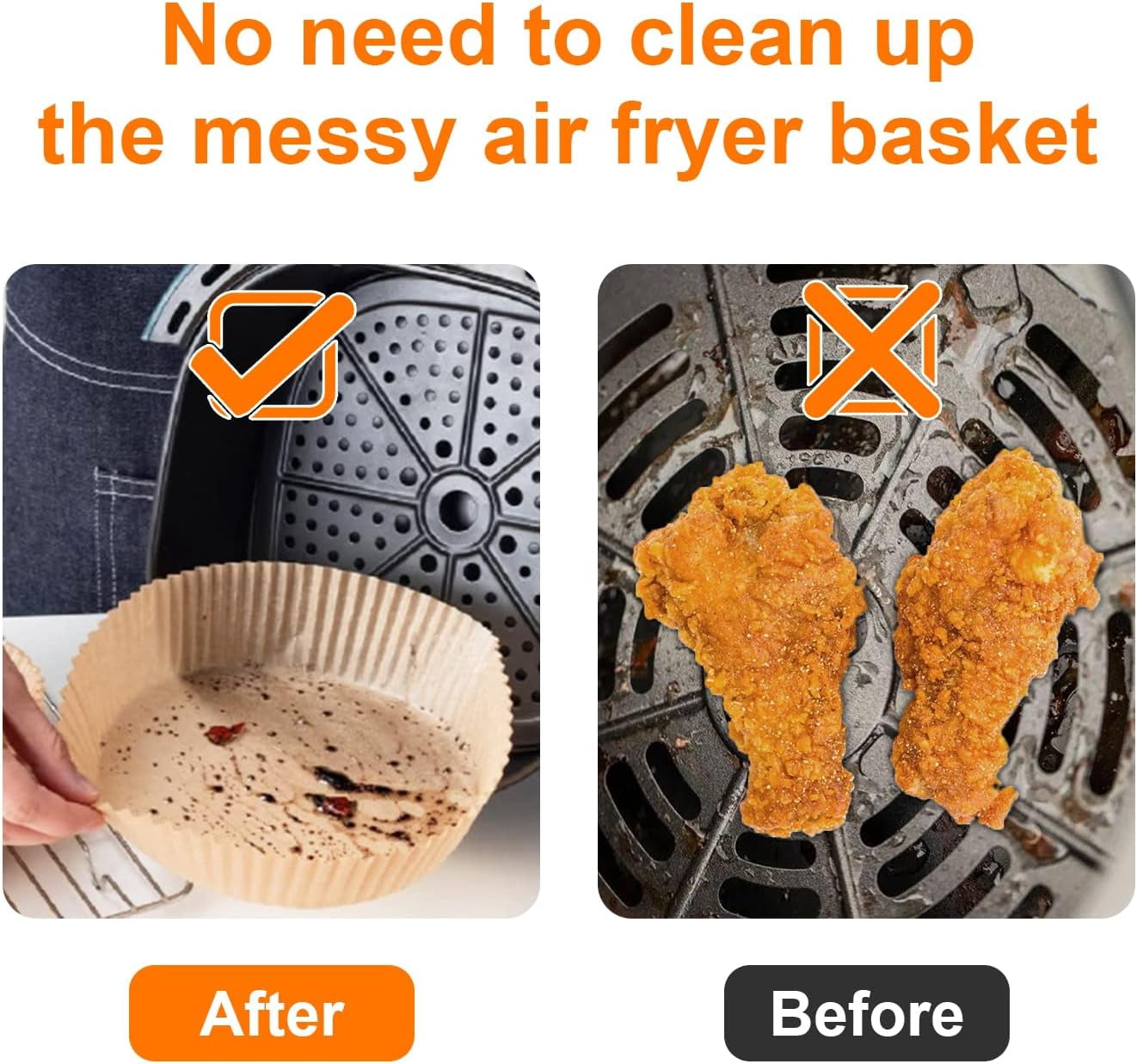 100PCS 7.9 Inch Disposable Air Fryer Liners - Non-Stick Paper Liners for 4-8QT Air Fryers, Ovens & Microwaves