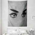 thumbnail image 1 of Eyelash Tapestry, Female Eyes Dramatic Looking Woman on Denim Texture Image Monochrome Grunge Display, Wall Hanging for Bedroom Living Room Dorm Decor, 60W X 80L Inches, Grey Black, by Ambesonne, 1 of 2
