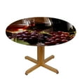thumbnail image 3 of ONETECH  Red White Wine Table Cloth Goblet Glass Grapes Fruit Wooden Board Retro Elegant Round Tablecloth for Dining Room, Party, Banquet, 3 of 7