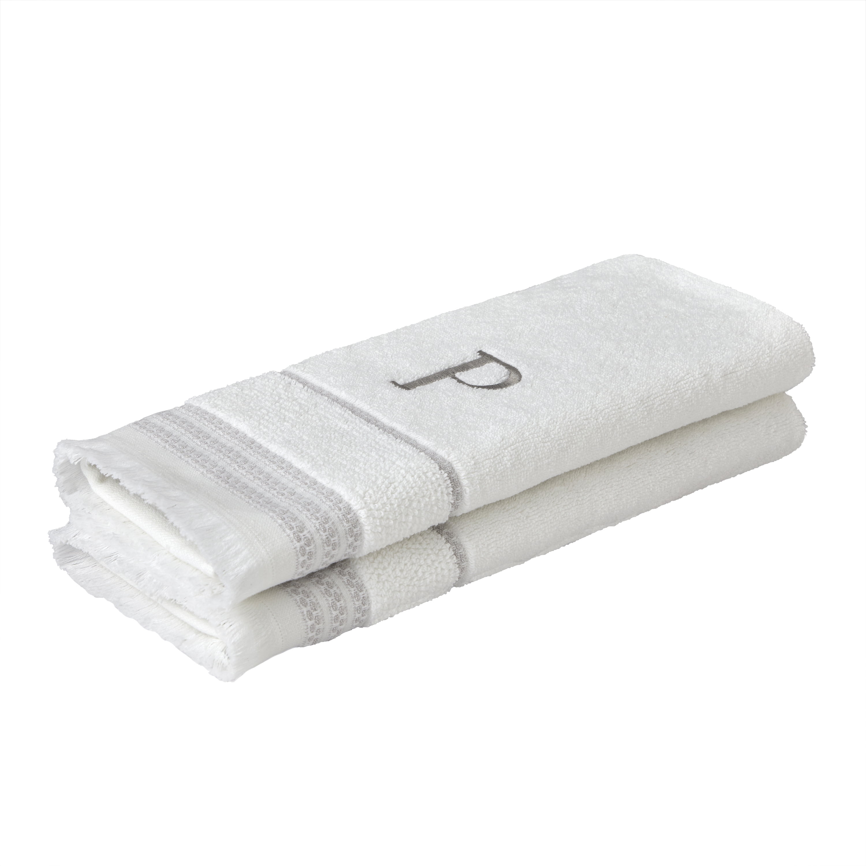 SKL Home Casual Monogram Hand Towel (2-Pack), "P", White