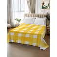 thumbnail image 3 of Twin XL Size Flat Sheet Only, Yellow Plaid Soft Brushed Microfiber Bed Sheets, Watercolor Grid Checker Gingham Farmhouse Hotel Quality Breathable Bedding Top Sheet, Easy Care, 66"x102", 3 of 9