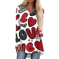 thumbnail image 2 of Resicozy Valentines Shirts for Women Funny Heart Printed Shirt Pullover Casual V-Neck Top Long Sleeve Tee Tops White XL, 2 of 6