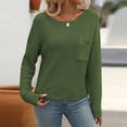 thumbnail image 4 of UTSJKR Women's Knit Sweaters with Chest Pockets Deals Classic Solid Crew Neck Sweaters Casual Loose Comfy Basic Pullover Jumper Tops Long Sleeve Tops 2024 Fashion Green L, 4 of 6