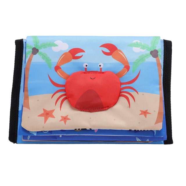 Cloth Book Toy, Baby Mirror Tummy Time Toys Ocean Animal Visual Stimulation Polyester Fiber High Contrast for Children