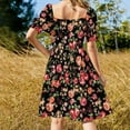 thumbnail image 4 of Ditsy Floral Casual Dress Flowers Print Stylish Dresses Sexy V Neck Cute Design Dress Big Size, 4 of 6