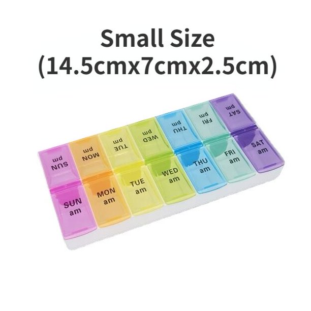 Pastillero de viaje portátil semanal, organizador de 7 días, 14 rejillas, contenedor de píldoras, tabletas de almacenamiento, vitaminas, medicina, aceites de pescado, nuevo