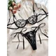 thumbnail image 1 of Conjunto de lencería con bordado de corazones, sujetador de malla sin forro y tanga de tiras, lencería y ropa interior sexy para mujer, 1 of 5
