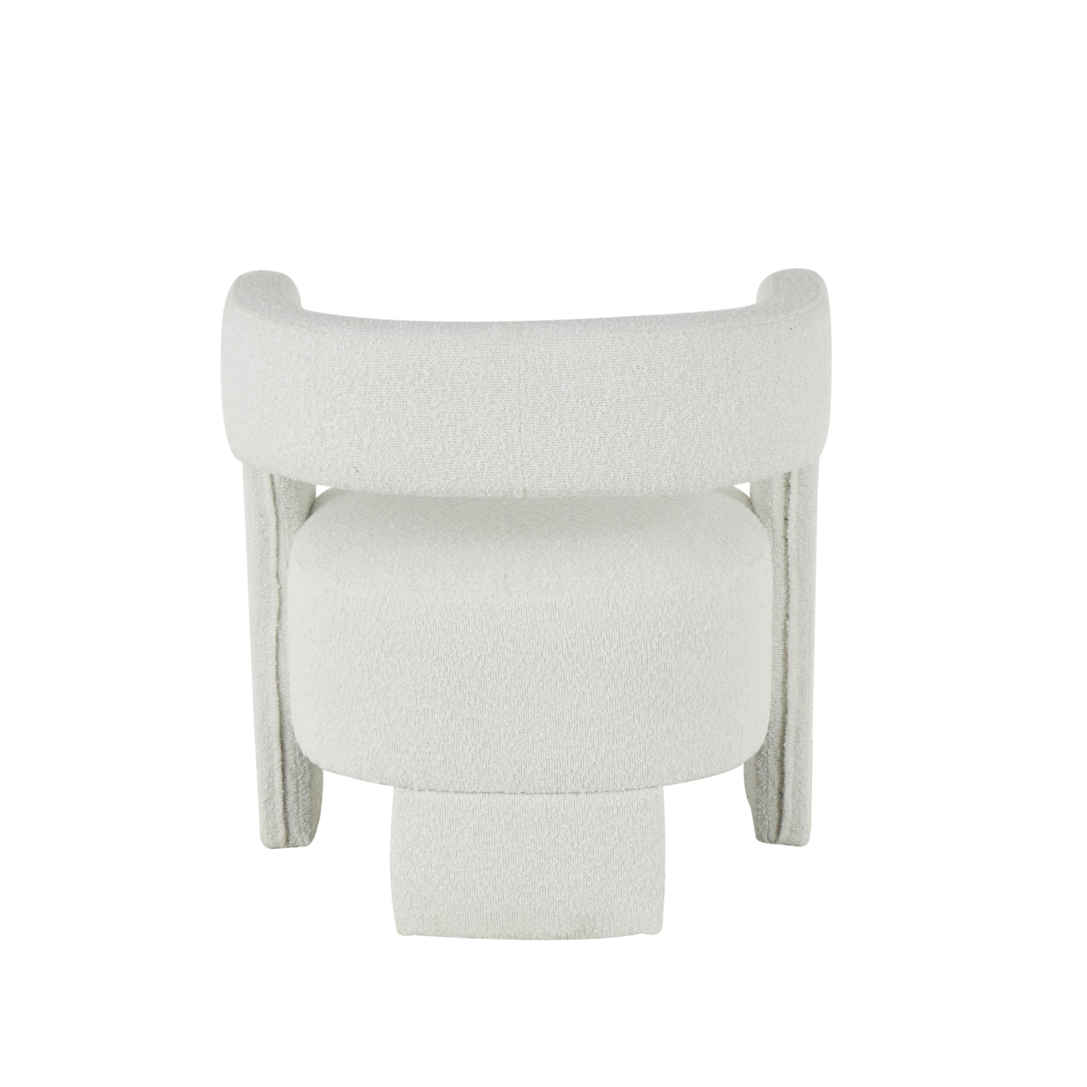 DecMode Polyester Curved Back Mid Century Modern Round Boucle Lounge Chair, White