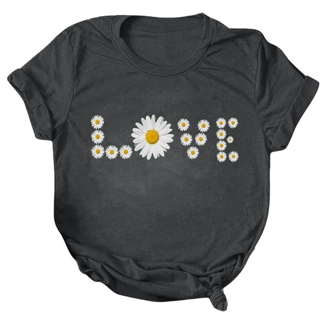 TSADFHJI Hauts pour Femmes Été 2022 T-Shirt Décontracté à Manches Courtes Col Rond Ample TG Gris Foncé
