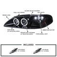 thumbnail image 3 of Spec-D Tuning Halo LED Full Glossy Black Projector Headlights Compatible with 1994-1998 Ford Mustang, Left + Right Pair Headlamps Assembly, 3 of 5