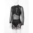 thumbnail image 3 of Miutii Kids Girls Ballroom Sequins Latin Dance Dress Dancing Outfit Salsa Rumba Tango Tassel Dance Skirt Black 10, 3 of 7