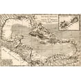 thumbnail image 2 of Vintage Maps 18x13 Black Ornate Wood Framed with Double Matting Museum Art Print Titled - Antilles and The Gulf of Mexico, 2 of 4