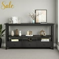 thumbnail image 2 of Tcbosik 57.9-Inch Black Console Table with 3 Drawers & 2-Tier Open Shelf, Modern Rustic Storage Foyer Table for Entryway, Living Room, Bedroom, 2 of 7