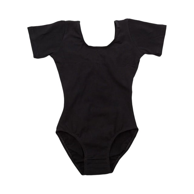 Langgg Tenue de Danse Ballet Extensible pour Enfants, Douce pour la Peau, Classique, Col Rond, Justaucorps Combinaison, Tenue de Danse Douce, Léotard, Noir, M